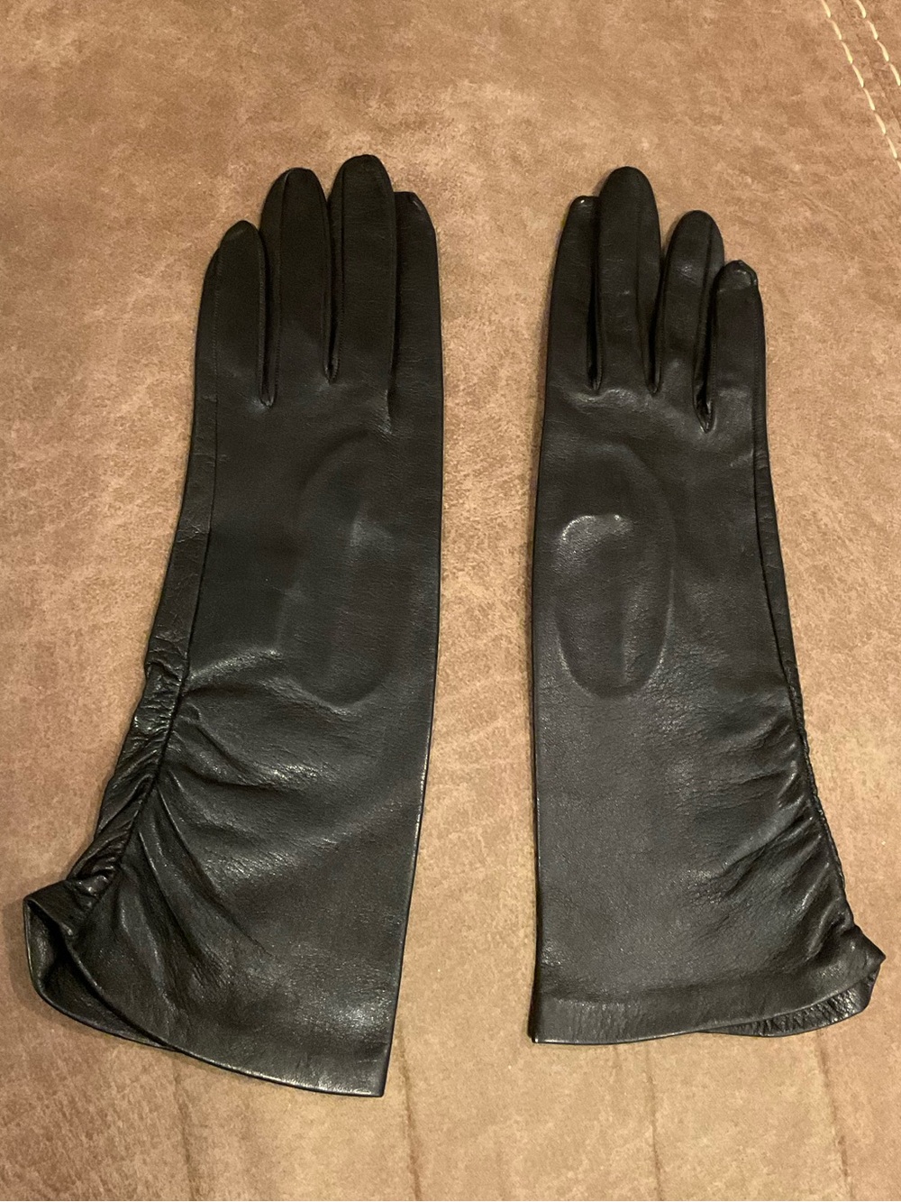 Black Lined Lambskin Leather Gloves